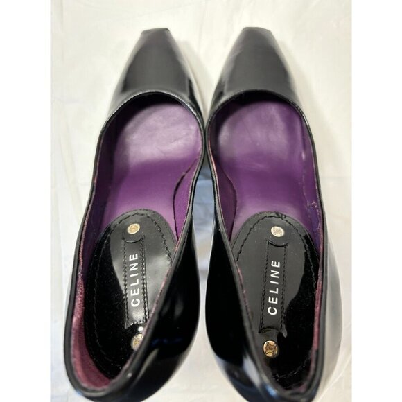 Celine platform Black Leather Square Toe Heels Pumps Size 6.5 - Picture 13 of 13